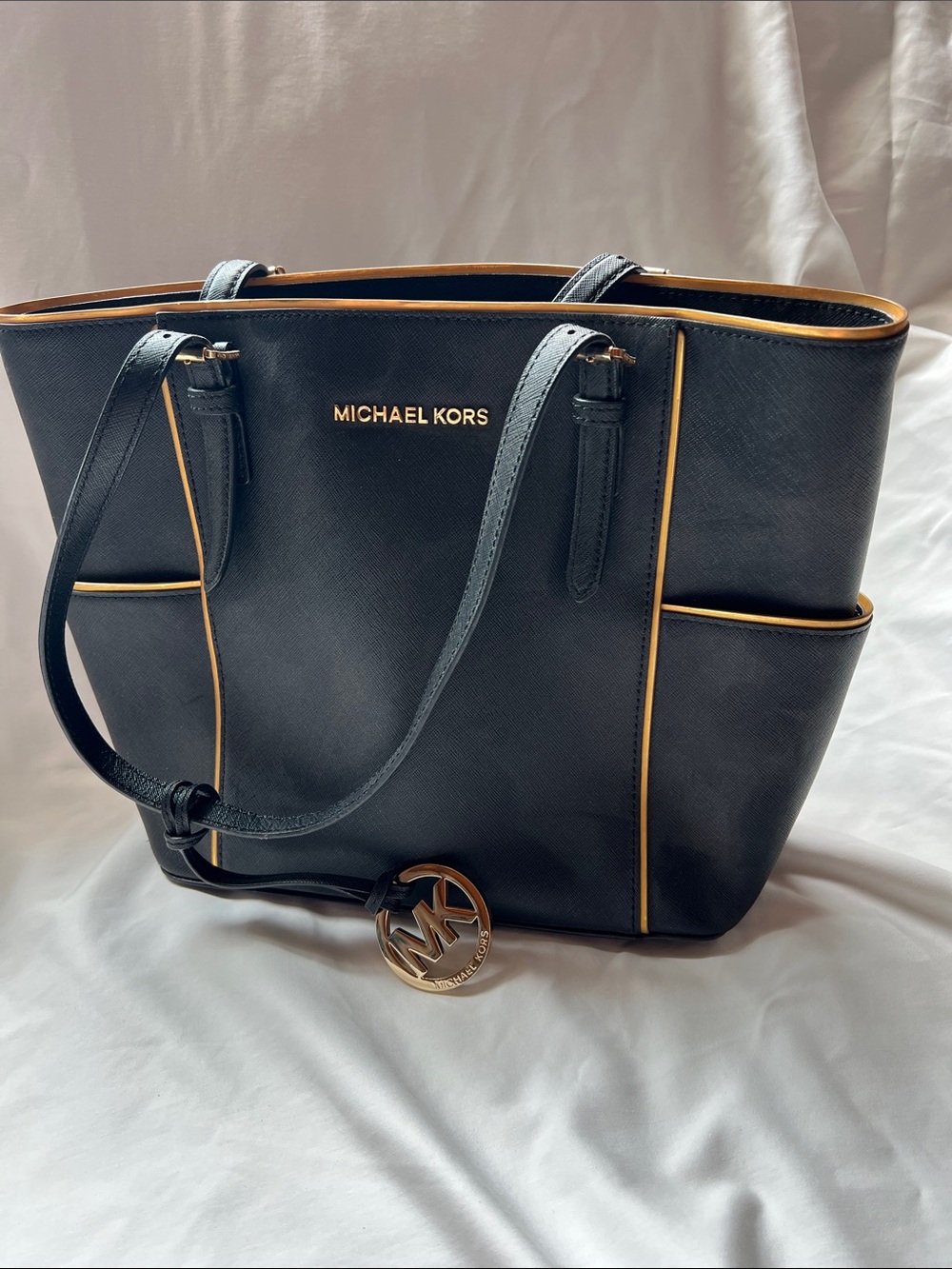 Michael Kors Black Tote with Gold Accents